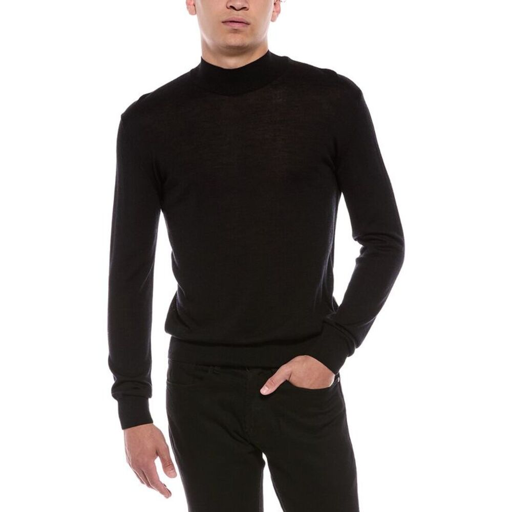 Blk Dnm Mens  Wool & Silk-Blend Mock Neck Sweater, Black